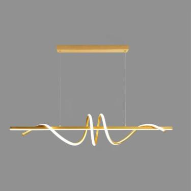 Imagem de - Luminária pendente longa minimalista LED regulável de metal, luminária pendente moderna, decoração para sala de estar, sala de jantar, lustre suspenso, decoração moderna