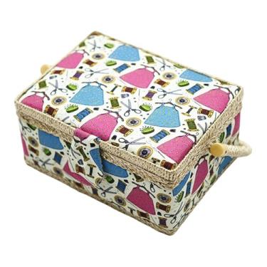 Imagem de Generic Cesta de costura manual com alça de transporte, versátil para viagens, acessório de uso doméstico, organizador de linhas leve, 7,5 x 5,1 x 4 polegadas, Style a