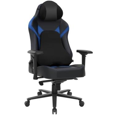 Imagem de Wyrdforging Cadeira de jogos, cadeira ergonômica para jogos de computador, cadeiras de jogos reclináveis, ajuste de altura do assento, balancim giratório com encosto de cabeça e lombar (preto azul)