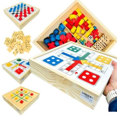 Imagem de Jogos de Mesa 4x1 Dama, Ludo, Dominó, Jogo da Velha Jogos de Tabuleiro