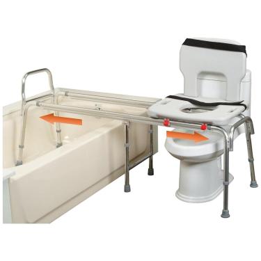 Imagem de Cadeira de Banho Móvel para Idoso com Assento Recortado e Deslizante, suporta até 180 kg, EAGLE HEALTH SUPPLIES 139158, Branco