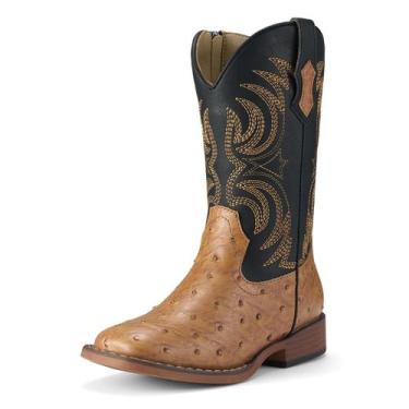 Imagem de Botas de cowboy Rollda Ostrich em material sintético para crianças pre
