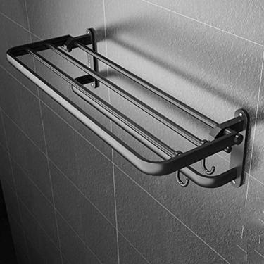 Imagem de WYUYIWH Prateleira de banheiro Suporte de alumínio de 3 níveis para montagem na parede com toalheiro e gancho de trilho para banheiro, cozinha, vários tamanhos B (A)