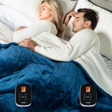 Imagem de WOOMER Cobertor aquecido, tamanho Queen 213,4 cm x 228,6 cm, cobertor de flanela macia de aquecimento rápido com opção de várias cores, 10 níveis de aquecimento e desligamento automático de 0,5-12H