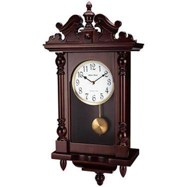 Imagem de Olden Days Relógio de parede com madeira verdadeira, 4 opções de carrilhão, pêndulo oscilante, design vintage antigo, 56 cm grande