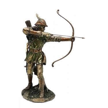 Imagem de Estátua Decorativa Robin Hood em Bronze, Arqueiro Medieval com Arco e Flecha, 30 cm de Altura, Peça de Luxo para Decoração