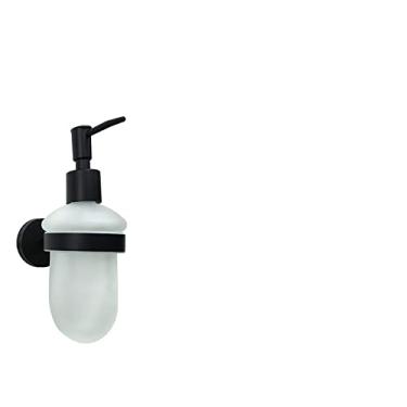 Imagem de Acessórios de banheiro toalheiro prateleira preto fosco anel de toalha suporte de parede suporte de escova de vaso sanitário gancho de roupão, 2 peças de suporte de papel (dispensador de sabão)