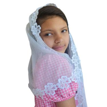 Imagem de Véu CCB Infantil Flores 4 a 8 Anos