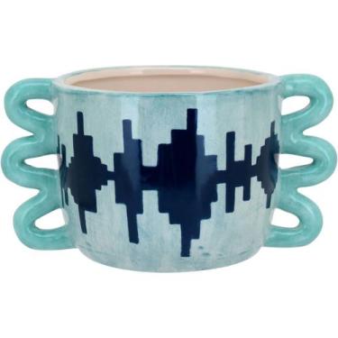 Imagem de CACHEPÔ VASO DECORATIVO PLANTA CERÂMICA 10x19x19cm VERDE - NH, Materia