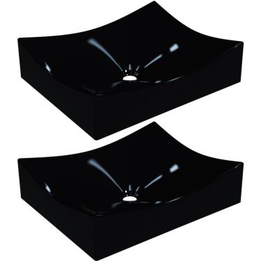 Imagem de Kit 02 Cubas de Apoio Retangular Para Banheiro Lavabo C01 ML44W Preto - Lyam Decor