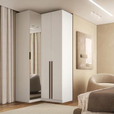 Imagem de Guarda Roupa de Canto 3 Portas 1 Espelho Altezza Trend Belmax, Branco