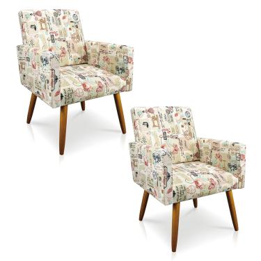 Imagem de KIT 02 POLTRONAS LARISSA ESTAMPADO RETRO