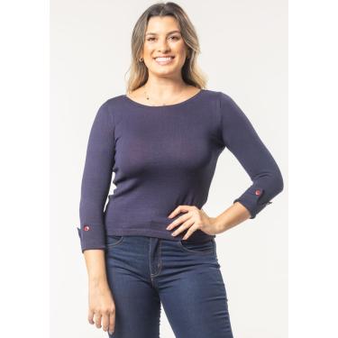 Imagem de Blusa 3/4 Pau a Pique Modal Azul Marinho