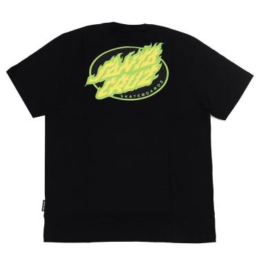 Imagem de Camiseta Santa Cruz True Oval Flame Dot - Preto-Masculino