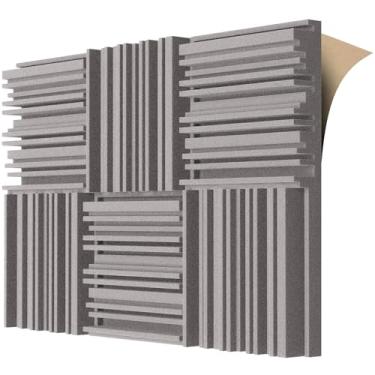 Imagem de TroyStudio Painéis autoadesivos de espuma acústica, 30 x 30 x 5 cm, 6 peças, espuma absorvente de som de banda larga, azulejo de enchimento à prova de som denso, absorvente de espuma de estúdio de