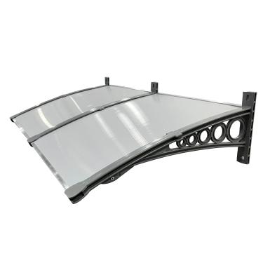 Imagem de Toldo Policarbonato 1,55x0,50m Cobertura para Portas e Janelas Imperial com Fita de Vedação Proteção Casa e Comércio com Filtros de Raios UV (MILK COM CINZA)