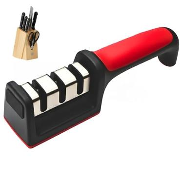 Imagem de Afiador Amolador Profissional Manual 3 em 1 Restaura Facas e Tesouras com 3 Estágios Aço Cerâmica Cabo Ergonômico Base Antiderrapante Garante Corte Rápido e Preciso no Uso Diário Utensílio Premium