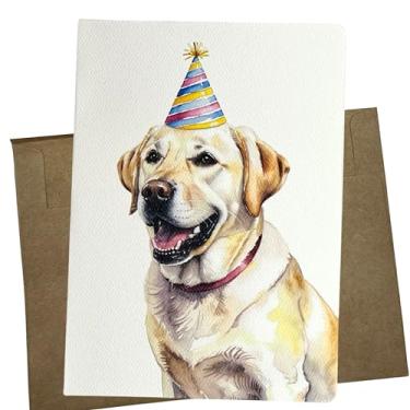 Imagem de Whitman and Daughter Cartão de aniversário de laboratório amarelo, 12 x 18 cm, papel de feltro texturizado, em branco por dentro, envelope Kraft premium, feito nos EUA - 1272