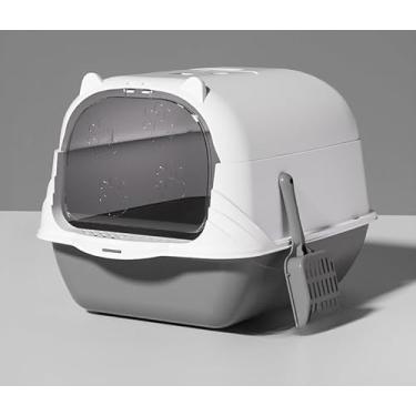 Imagem de Banheiro de gato Caixa de areia fechado grande completo filtro pá higiênica peneira bandeja (GREY)
