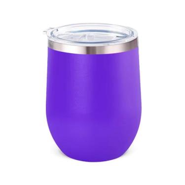Imagem de Copo Térmico Cuia 350 ml Aço Inox Isolamento Vácuo – Bebidas Quentes ou Frias Elegância (Roxo)