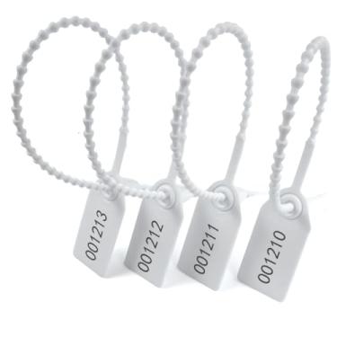 Imagem de Selos de plástico de adulteração, laços de zíper numerados para extintores de incêndio, caixa médica, etiquetas de segurança de puxar Tite Gravata descartável com travamento automático 250 mm/9,84