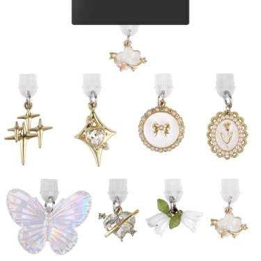 Imagem de 8un Colorido Enfeites à Prova de Poeira para Tipo C/USB C, 8 Estilos Fofos Porta de Carregamento Antipoeira Protetores Compatíveis com Kindle Celulares e Leitores Eletrônicos