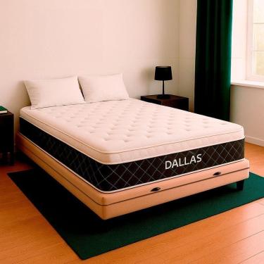 Imagem de Cama Box Casal E Colchão Dallas Molas V-store 138x188x20 Bege