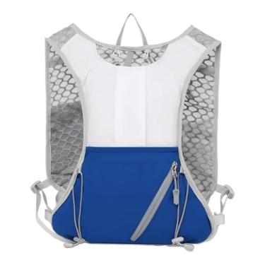 Imagem de menolana Colete de corrida, colete de hidratação, à prova d'água, equipamento para maratona, multifuncional, durável, respirável, ajustável com tiras, Branco Azul