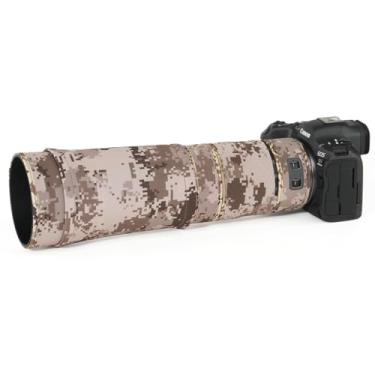 Imagem de CHASING BIRDS O revestimento de lente impermeável camuflagem para Canon RF 100-400 mm F5.6-8 é uma capa protetora de lente USM à prova de chuva (grade marrom, com extensor RF 1,4X e 2X)