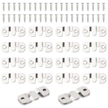 Imagem de 10 pares de suportes ocultos de aço inoxidável de 44 x 19 mm, cabides de espelho para porta-retratos com parafusos