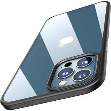 Imagem de Capa compatível com iPhone 12 Pro 17.0 cm híbrido PC + TPU macio acabamento fosco transparente painel traseiro capa fina com preto