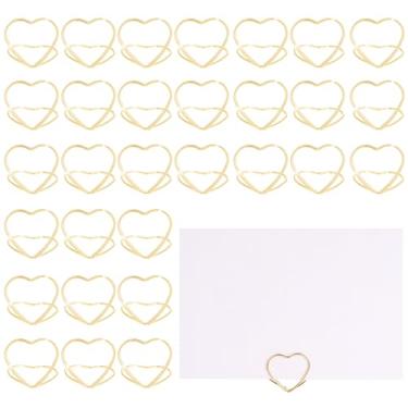 Imagem de 30 porta-cartões de mesa de ouro, porta-cartões de coração, porta-fotos para mesas, porta-cartões de mesa de casamento, mini porta-cartões de baralho para fotos de casamento e aniversário
