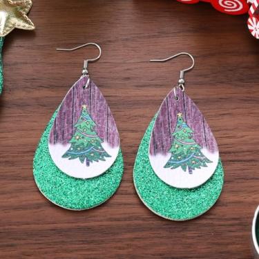 Imagem de Brincos de Natal para mulheres, árvore de Natal, chapéu de Papai Noel, brincos pendurados, roupas de Natal, acessórios de bijuteria