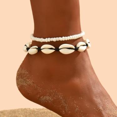 Imagem de Tornozeleiras femininas Boho com contas de praia, trançadas, feitas à mão, com contas, boêmia de verão, joia de praia, adjustable, Liga de aço, Sem Pedra Preciosa