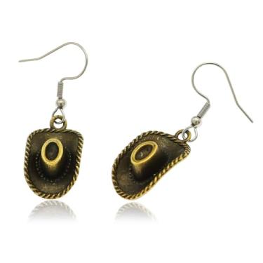 Imagem de Chapéu de vaqueira ocidental oeste Texas Spur brincos pendentes rodeio boho fantasia fantasia cowboy country concerto roupa, One size, Liga de aço, Sem pedra preciosa