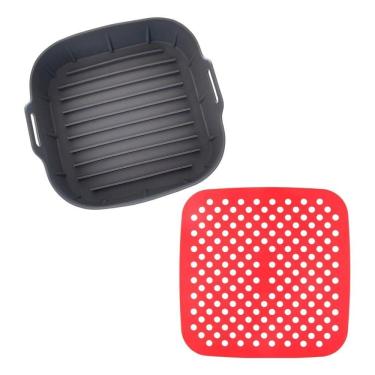 Imagem de 2X Kit Cesto De Silicone Fritadeira Airfryer 5 Litros E Tape