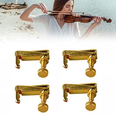 Imagem de Ajuste de precisão profissional, afinadores finos de violino de metal durável para tamanho 1/2, ajustador de cordas com fácil instalação, design estético melhora o som e o desempenho do violino (ouro)