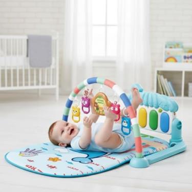 Imagem de Tapete Bebê Atividades Musical Piano Interativo Centro Estímulo Brinquedos Móbile (Azul)