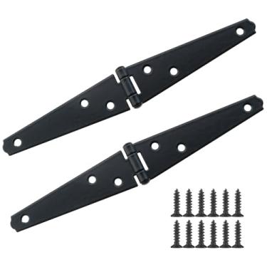 Imagem de Heyous 2 peças de dobradiça de porta resistente de metal preto de 10 cm com parafusos de montagem para cercas de madeira, armários, guarda-roupas, baús