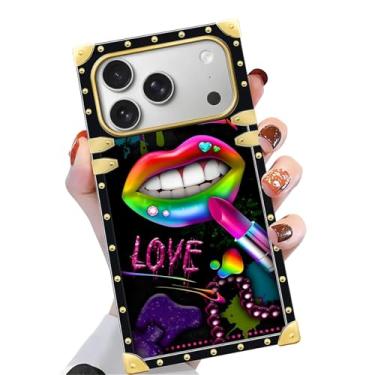 Imagem de Yuning419 Capa compatível com iPhone 17 Pro, TPU macio de luxo e parte traseira rígida de policarbonato para meninas e mulheres, capa protetora à prova de choque para iPhone 17 Pro, lábios de batom