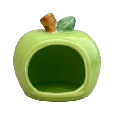 Imagem de Baoblaze Casinha de cerâmica para hamster, habitat externo, comedouro multifuncional, fofo e refrescante, esconderijo para pequenos animais de estimação, Verde