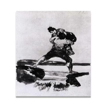 Imagem de LKXGRRSFG Camponês carregando uma mulher Francisco De Goya Impressão em tela romântica espanhola - Obra-prima do influente pintor romântico 80 x 112 cm sem moldura