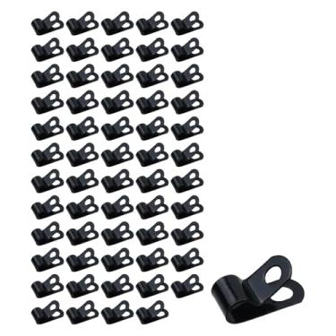 Imagem de LC LICTOP Grampos de cabo tipo R, clipes de aço galvanizado para cabo de tubo de 7 mm/0,28 polegadas, braçadeira de metal revestido de zinco preto com parafusos, fixador de gerenciamento de fio de