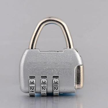Imagem de Cadeado de combinação de bronze antigo, cadeado de segurança estilo vintage com código de 4 dígitos, cadeado decorativo sem chave (branco)