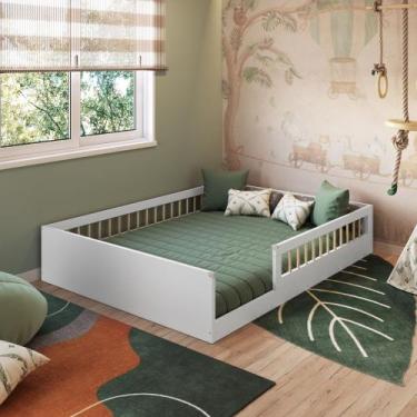 Imagem de Cama Infantil Casal Montessoriana Affeto Completa Móveis, Branco