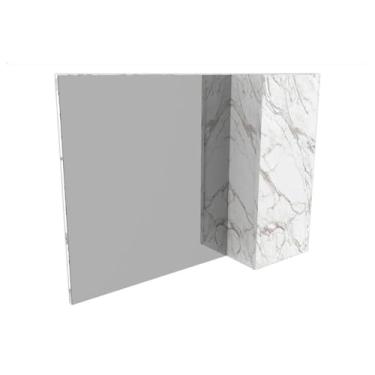 Imagem de Armário Espelheira Suspenso Flutuante 1 Espelho 1 Porta 2 Prateleiras Banheiro Cor Branco Mármore