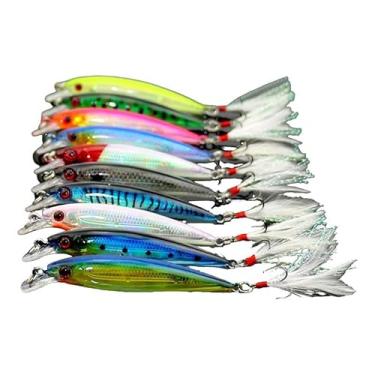 Imagem de Vaveren 10 peças de iscas de pesca, equipamentos de pesca, iscas artificiais, artificiais para peixes pequenos, peixes pequenos e iniciantes