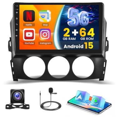 Imagem de [2 + 64 G] Hikity Android 15 estéreo automotivo para Mazda MX-5 2009-2015 com Carplay sem fio Android Auto, tela sensível ao toque de 9 polegadas, conexão espelhada, GPS WiFi, Bluetooth, SWC, câmera