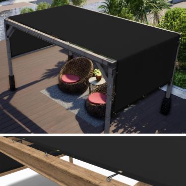 Imagem de ColourTree Cobertura de substituição de toldo de pérgola preta de 25,4 x 7,6 m UPF50, tecido de grau comercial 260 GSM para pátio ao ar livre, jardim, deck, quintal (fazemos tamanho personalizado)