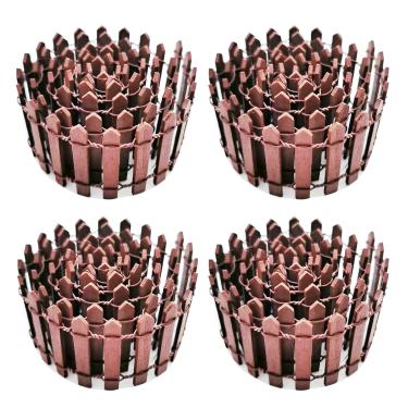 Imagem de Markeny Pacote com 4 cerca de jardim de fadas de 90 cm, cerca de piquete de madeira, cerca decorativa para jardim miniatura, ornamentos de jardim de fadas, artesanato de madeira DIY (marrom)
